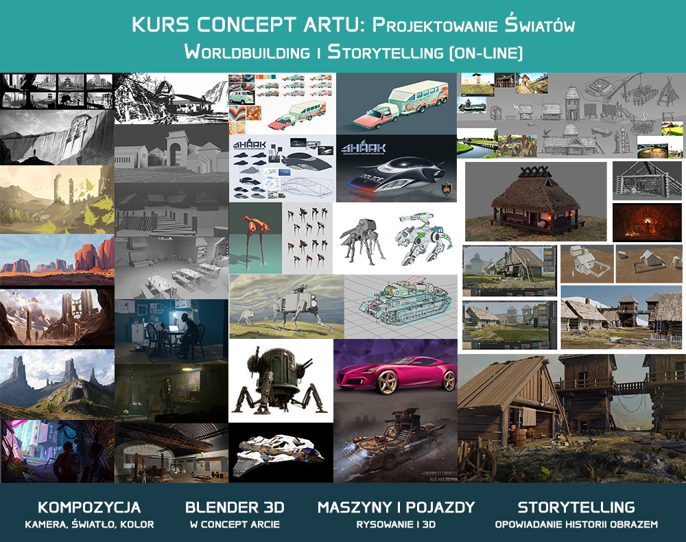 Kurs Concept Artu: Projektowanie Światów (prace uczestników)